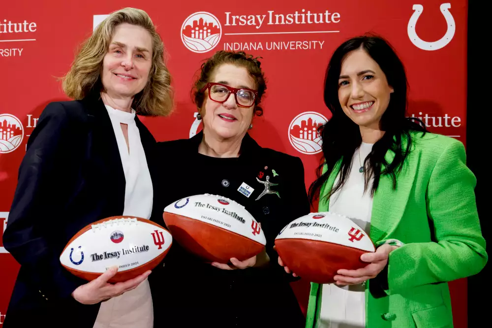 Photo of Pamela Whitten, Bernice Pescosolido, and Kalen Jackson at the Irsay kickoff event